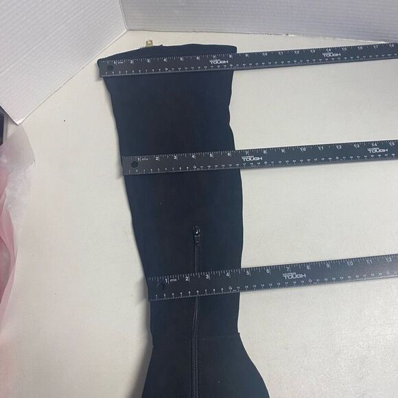 SHOEDAZZLE Nevaeh Women’s Tall Zip Boots Size 7 WC ( Wide Calf) Black Heel 2.5” - Picture 3 of 12